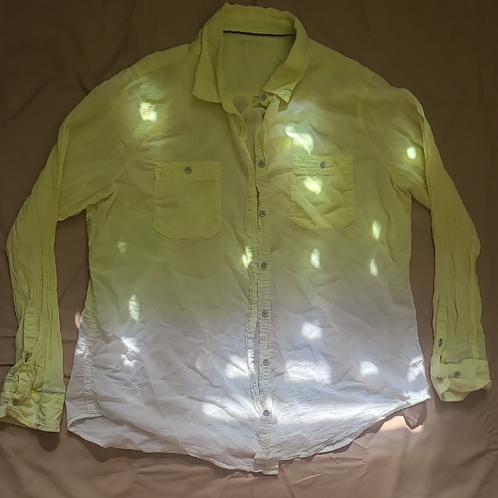 STYLUS Yellow Ombre Swim Coverup Button Down